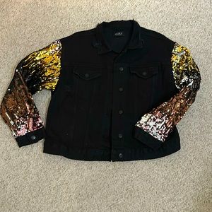 Akira Camila Sequin Jean Jacket